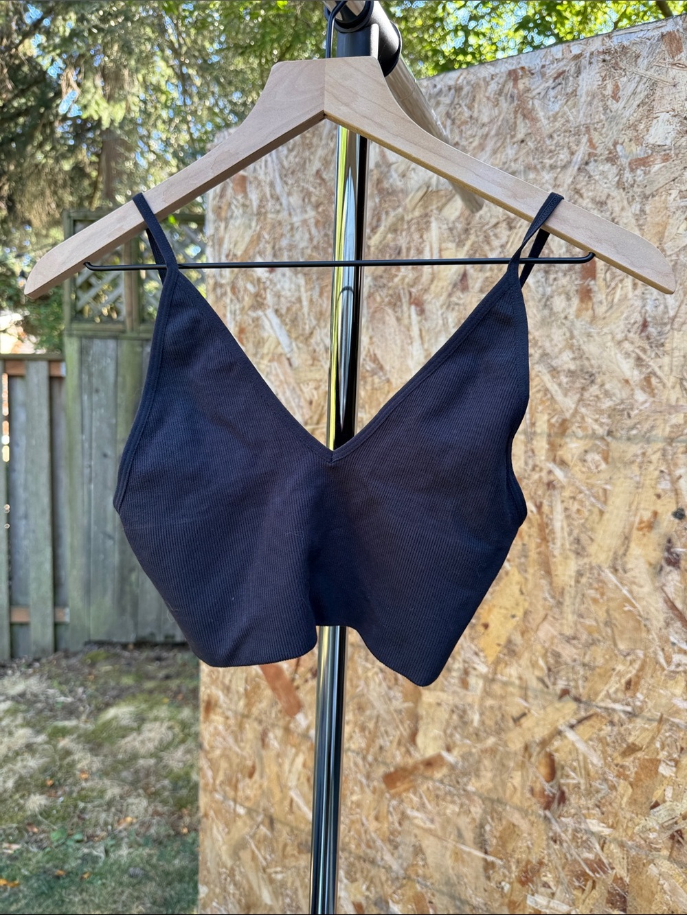 By Together Black V-Neck Ribbed Bralette - Women Intimates